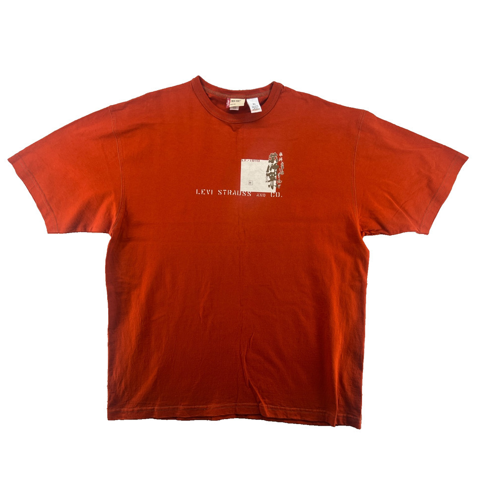 Vintage Levis Red Tab Japan Graphic T Shirt Made In USA Orange XL Y2K